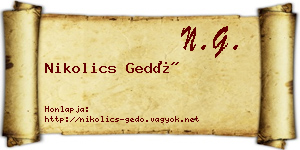 Nikolics Gedő névjegykártya
